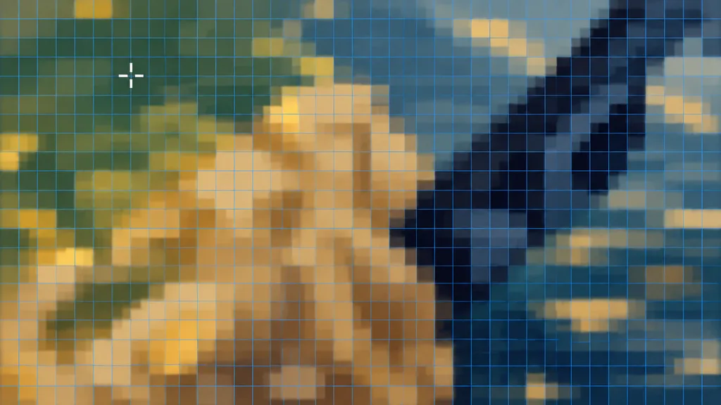 Zoomed Pixel Art Grid Inspection