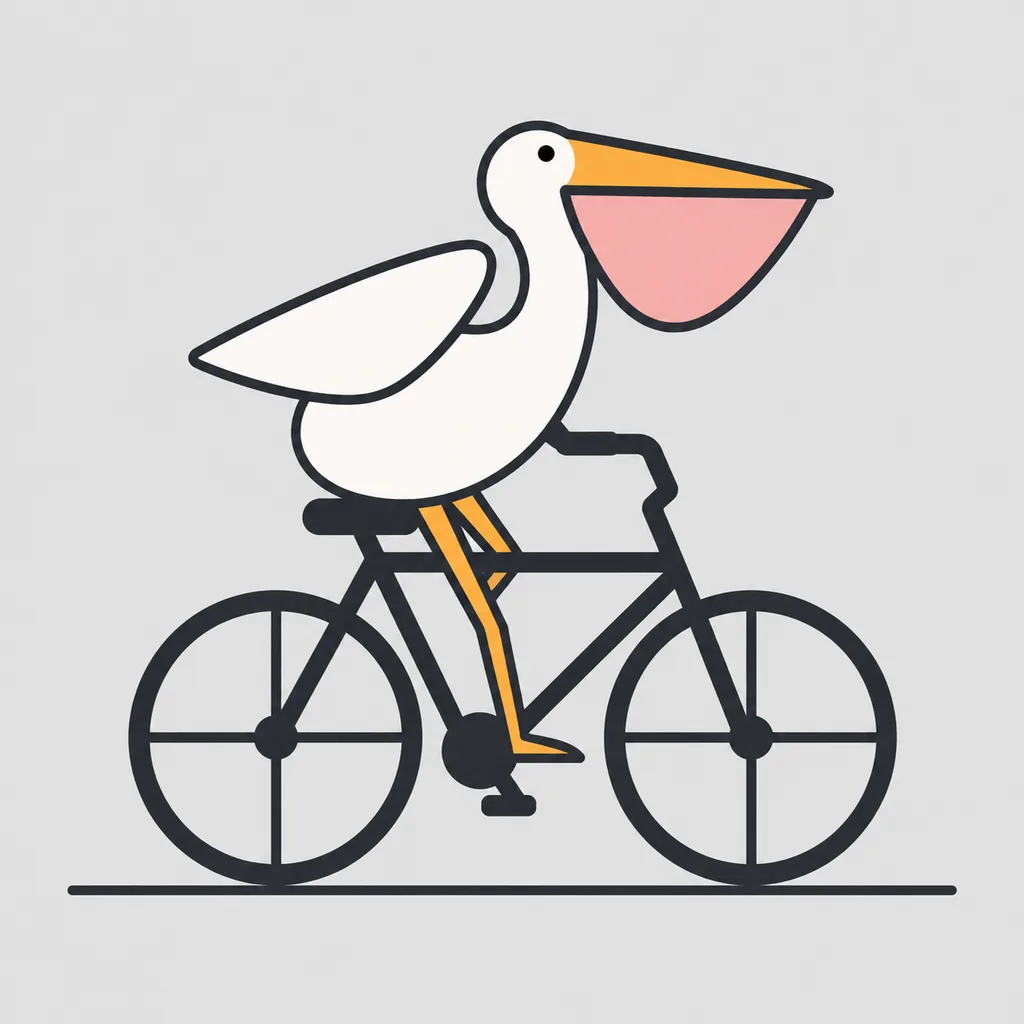 Minimal Geometric Pelican on Bicycle