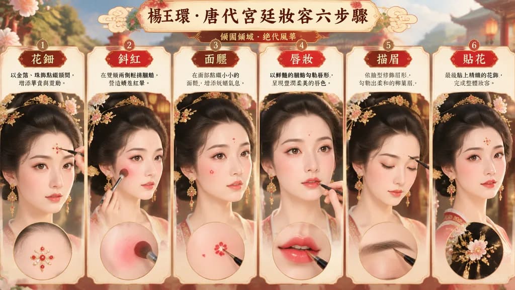 唐代宮廷妝容六步圖解