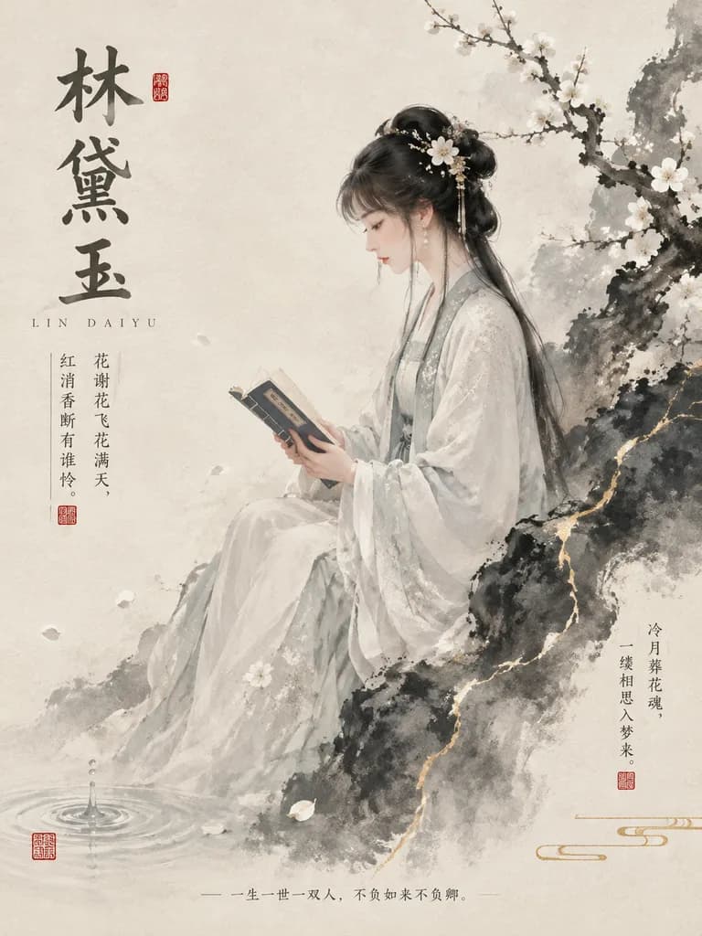 Ink Wash Classical Chinese Literary Poster