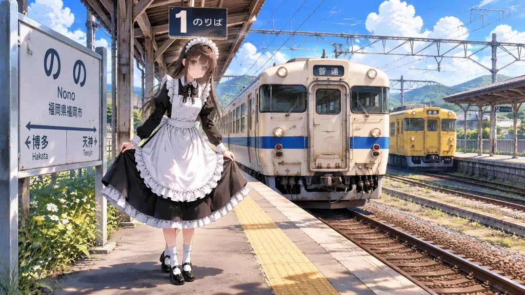 ノスタルジックな田舎駅のメイド