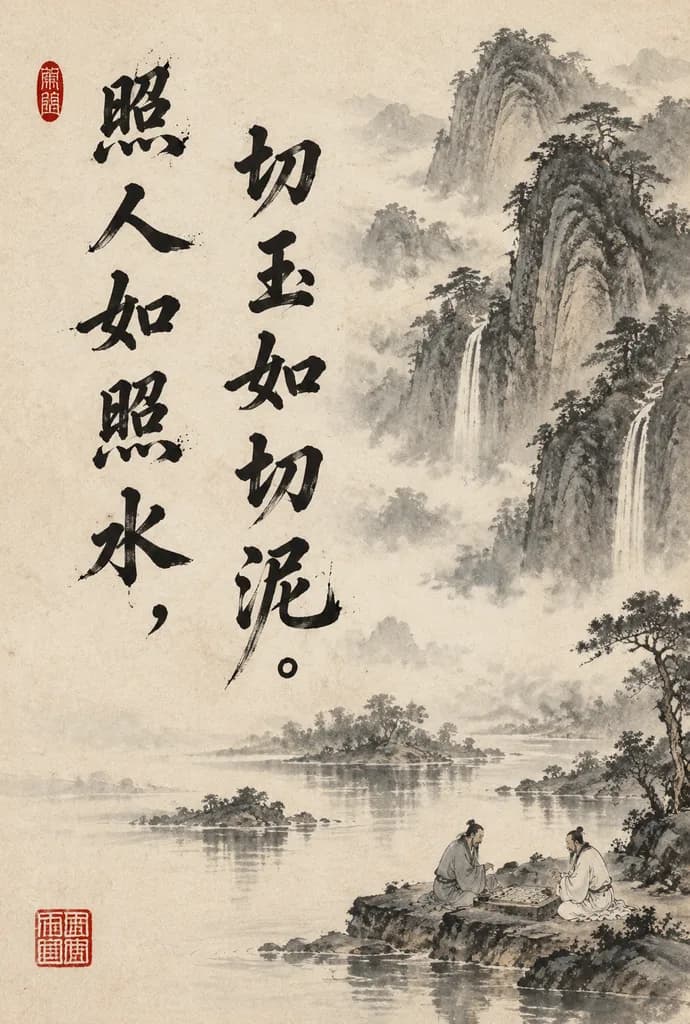 Chinese Ink Wash Landscape with Calligraphy