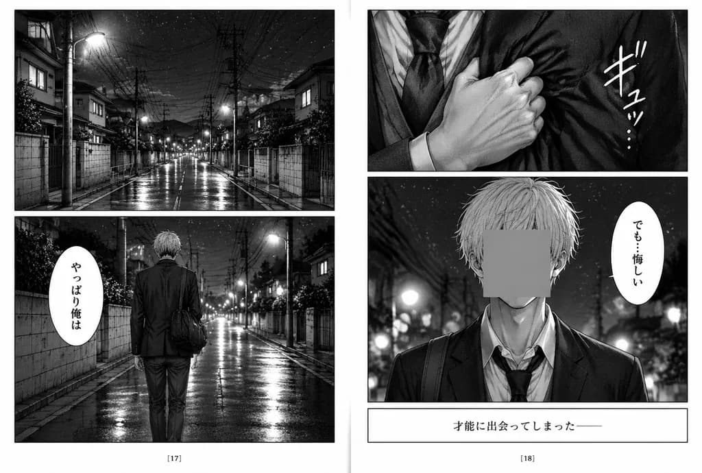 Melancholic Seinen Manga Two-Page Spread