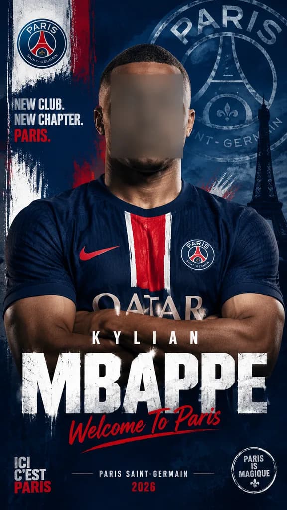 PSG Football Transfer Announcement Poster