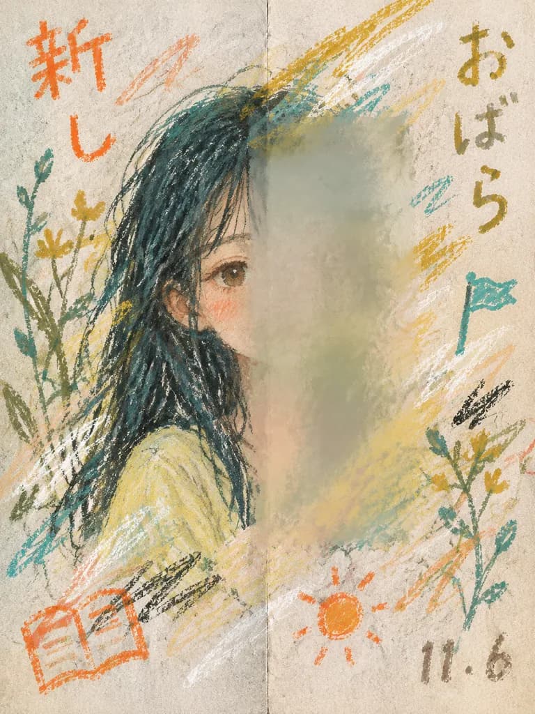 童趣粉彩拼貼風肖像