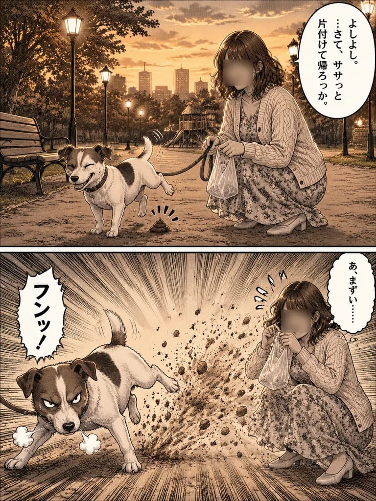 Two-Panel Manga Dog Dirt Kick