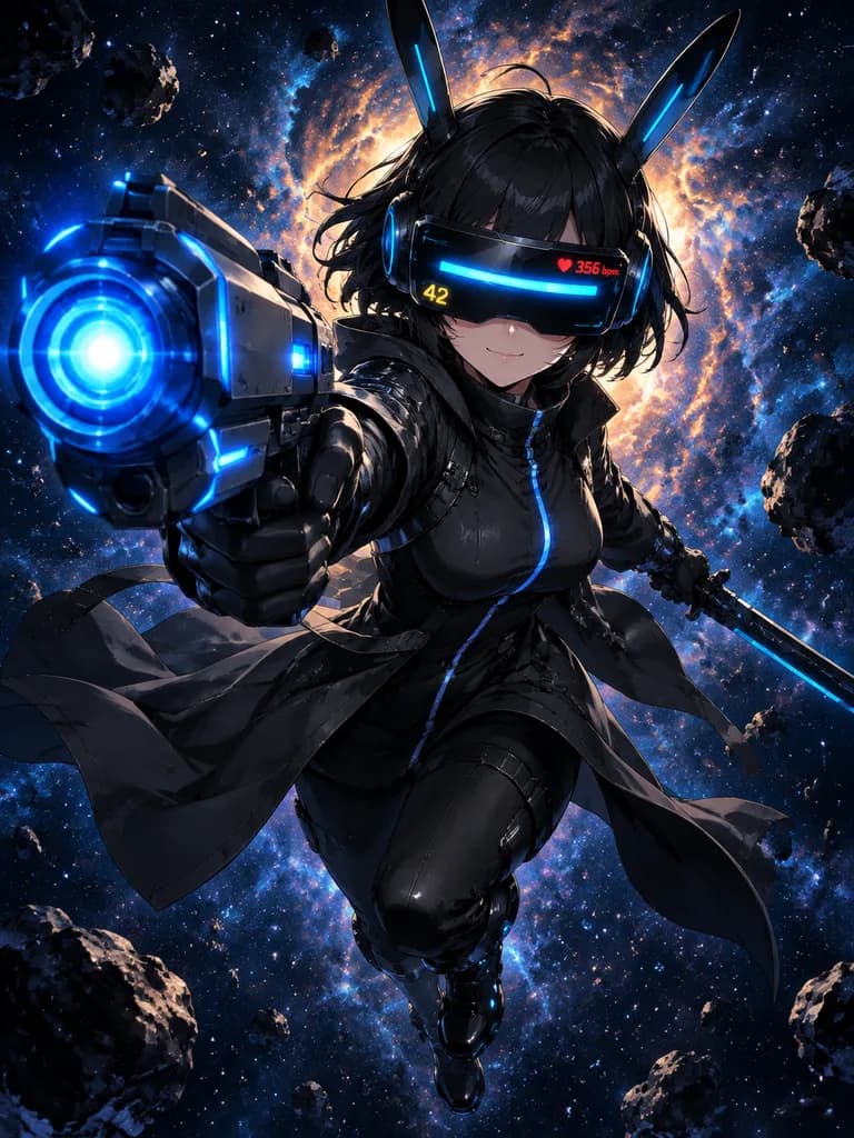 サイバーうさ耳バイザーの宇宙戦士アニメ