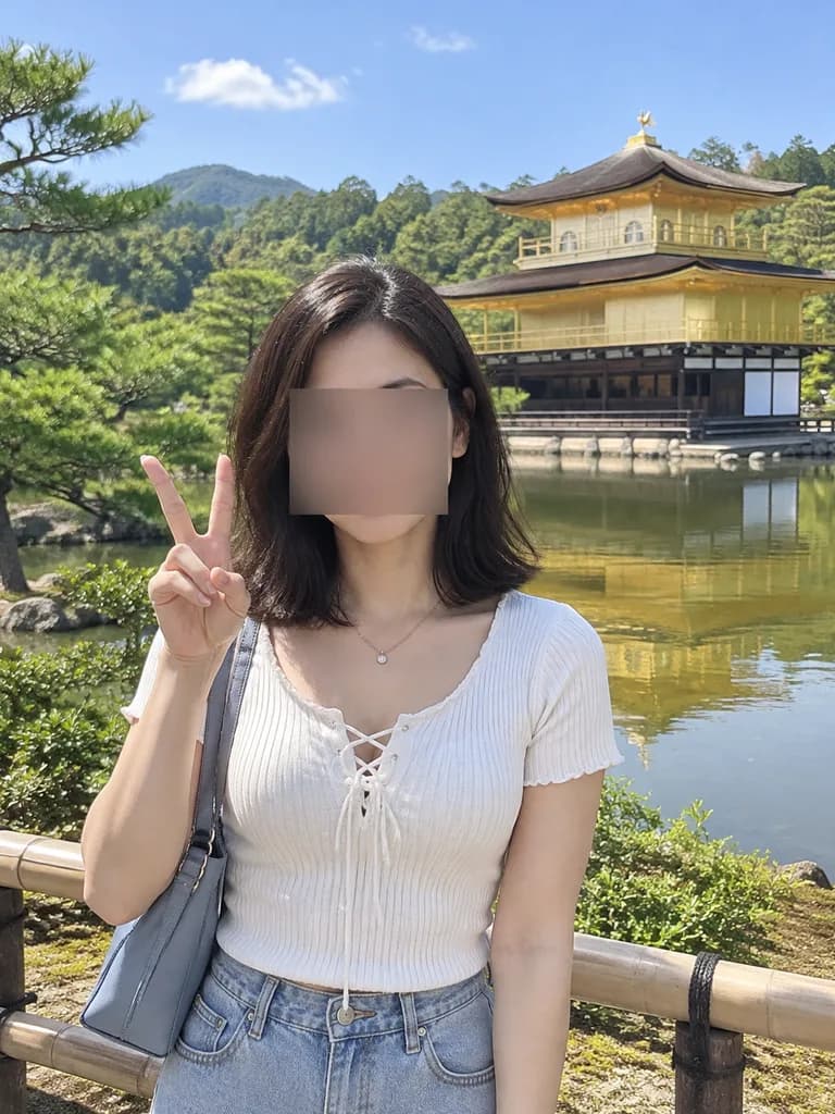 교토 금각사 관광객 스냅 사진 편집
