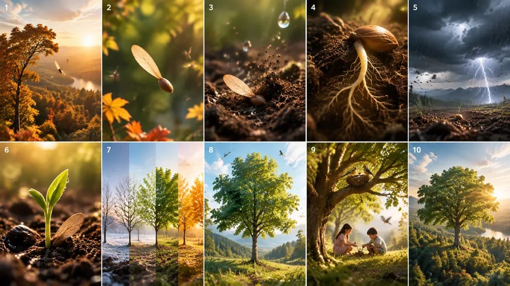 Cinematic Storyboard of Seed Growth