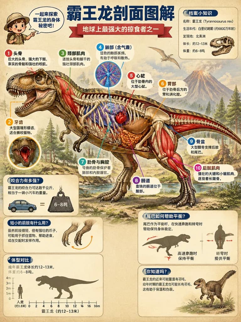Tyrannosaurus Rex Anatomy Cutaway Poster