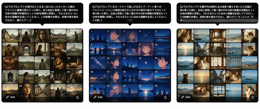 Three Prompt Interpretation Storyboards Comparison