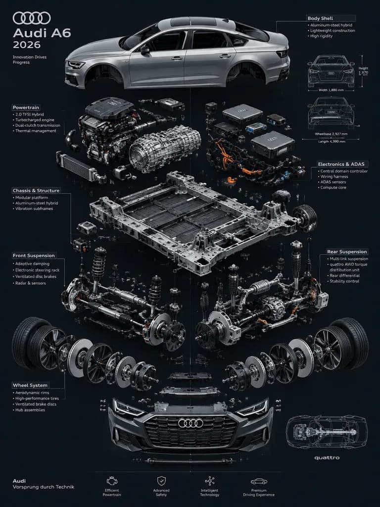 Exploded Technical Vehicle Diagram Poster