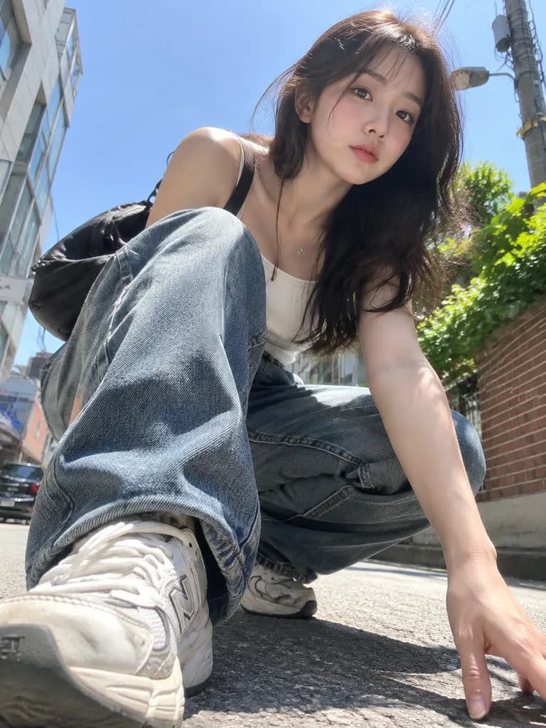 Low-Angle Urban Street Portrait