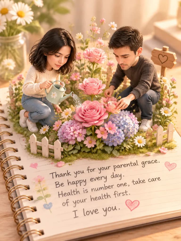 3D Pop-Up Floral Diary Card
