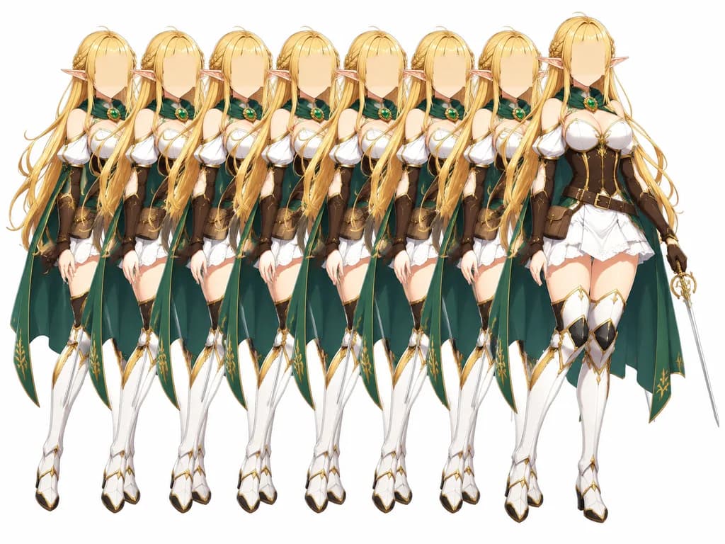 Duplicated Elf Warrior Character Lineup