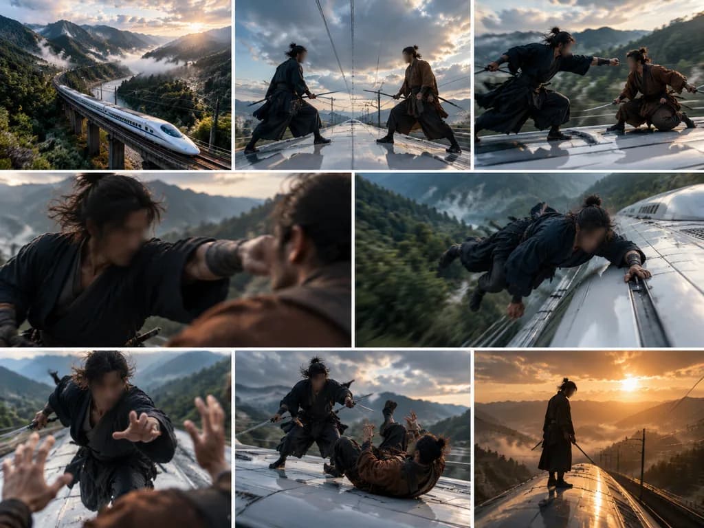 Bullet Train Rooftop Duel Storyboard