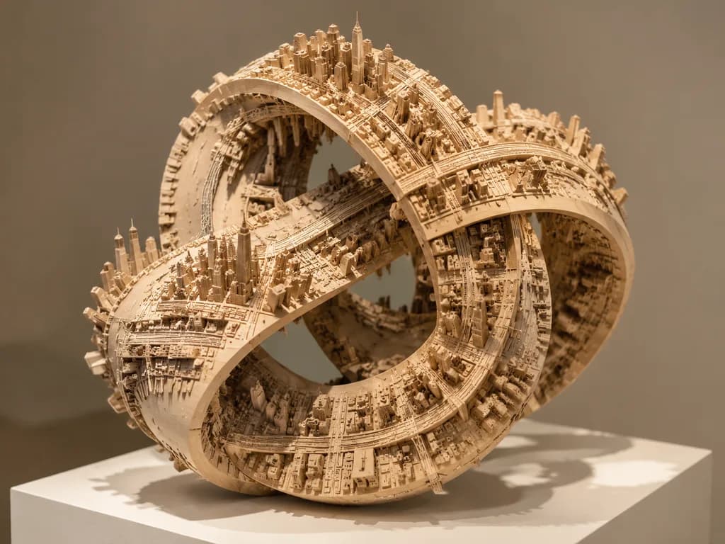 Wooden Knot Impossible City Sculpture