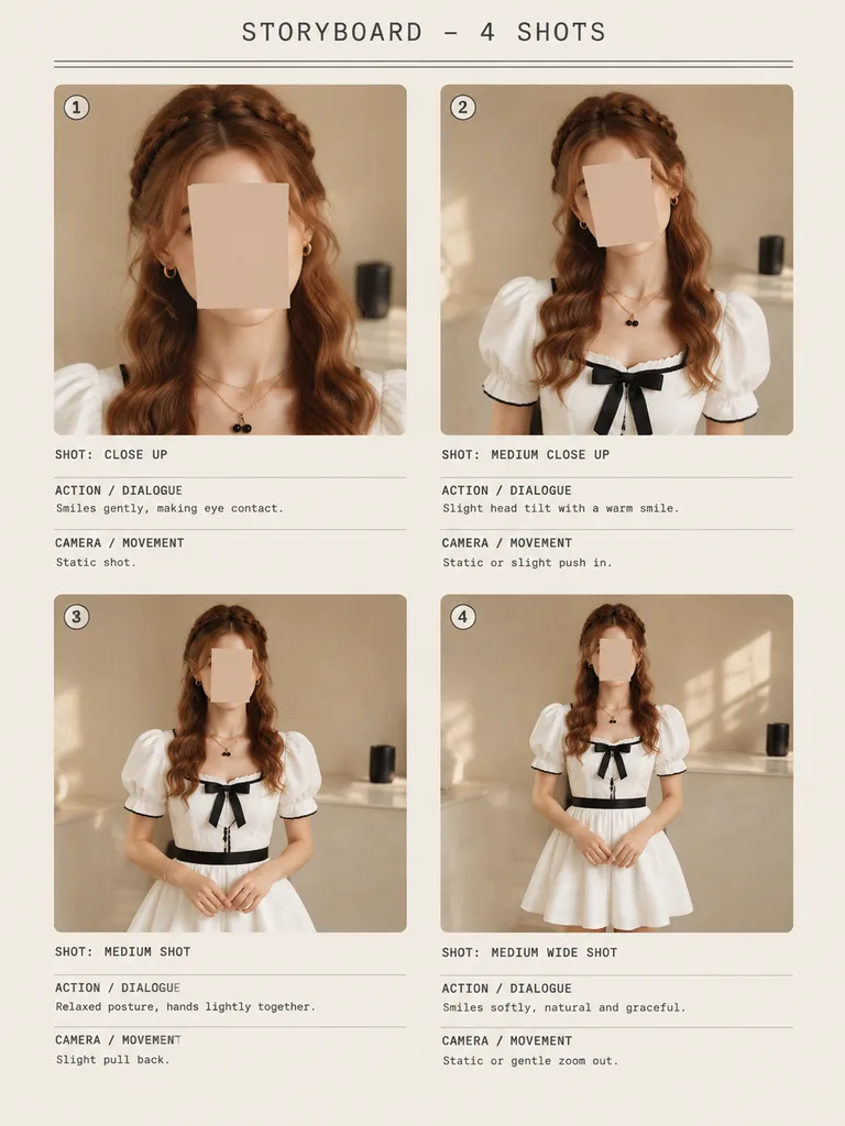 Editorial Fashion Video Storyboard Sheet