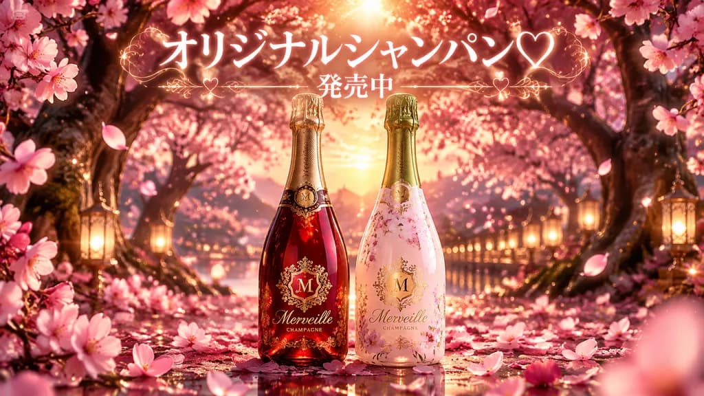 Cherry Blossom Nightlife Champagne Banner