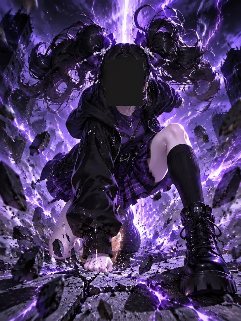 Gothic Anime Superhero Landing