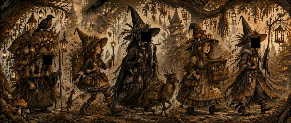 Whimsical Forest Witch Procession Banner