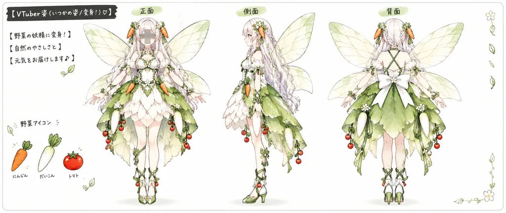 Vegetable Fairy VTuber Character Sheet