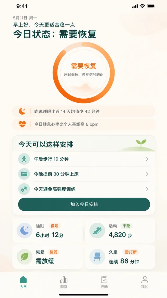 Health Recovery Dashboard UI Mockup