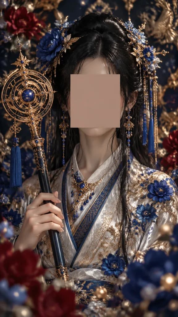 華麗和服女術士奇幻肖像
