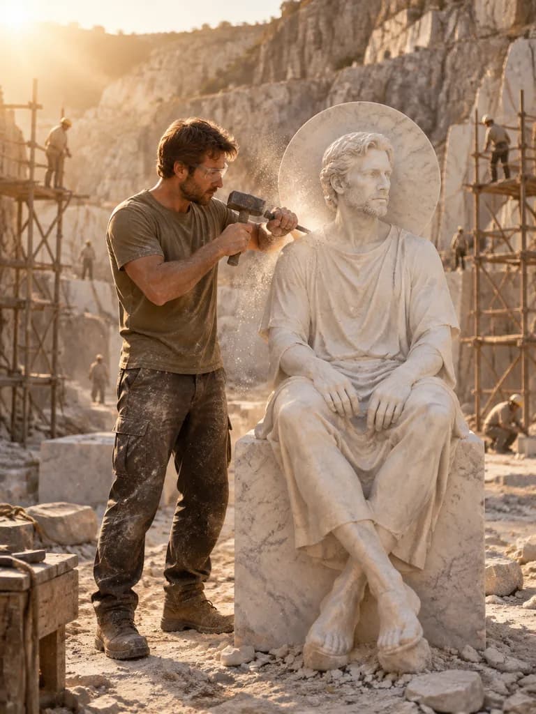Sculptor Carving His Marble Self