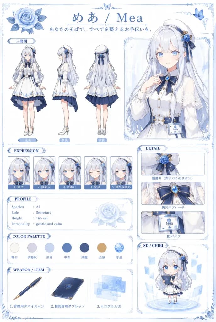 AI秘書のアニメキャラクター設定資料集