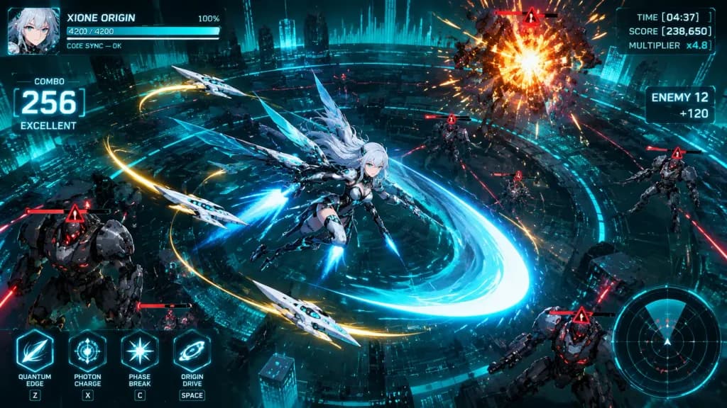 Cyber Angel Anime Action Game HUD
