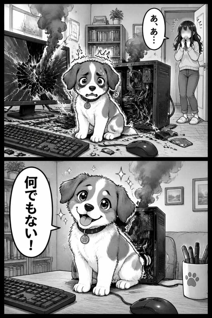 闖禍裝無辜小狗二格漫畫