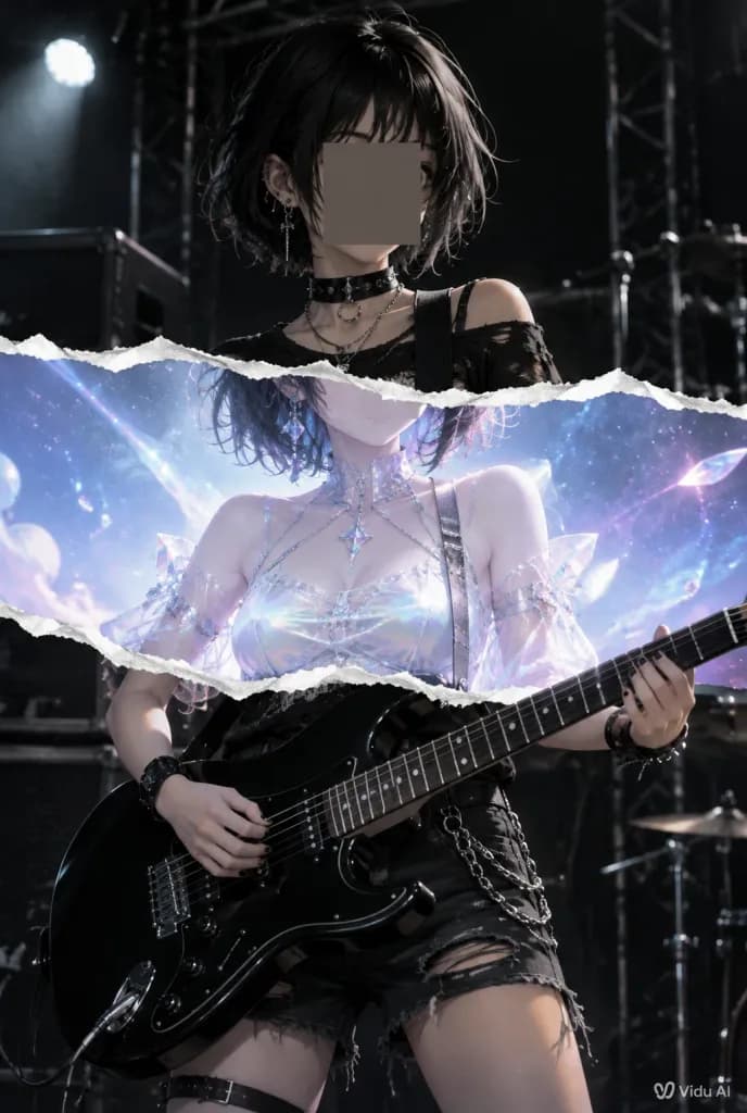 Torn Paper Anime Punk Guitarist