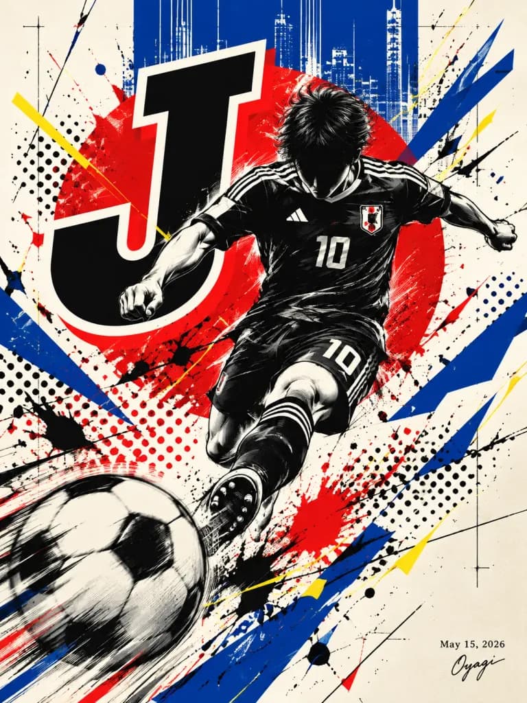Dynamic Japanese Soccer Action Poster