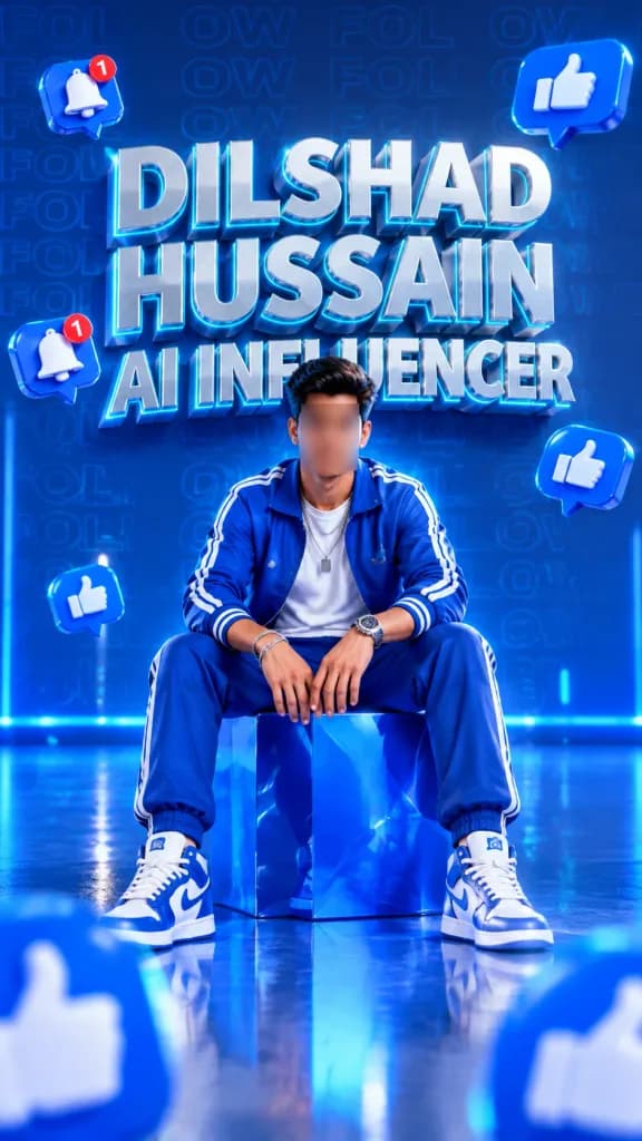 Синий 3D-постер для инфлюенсера