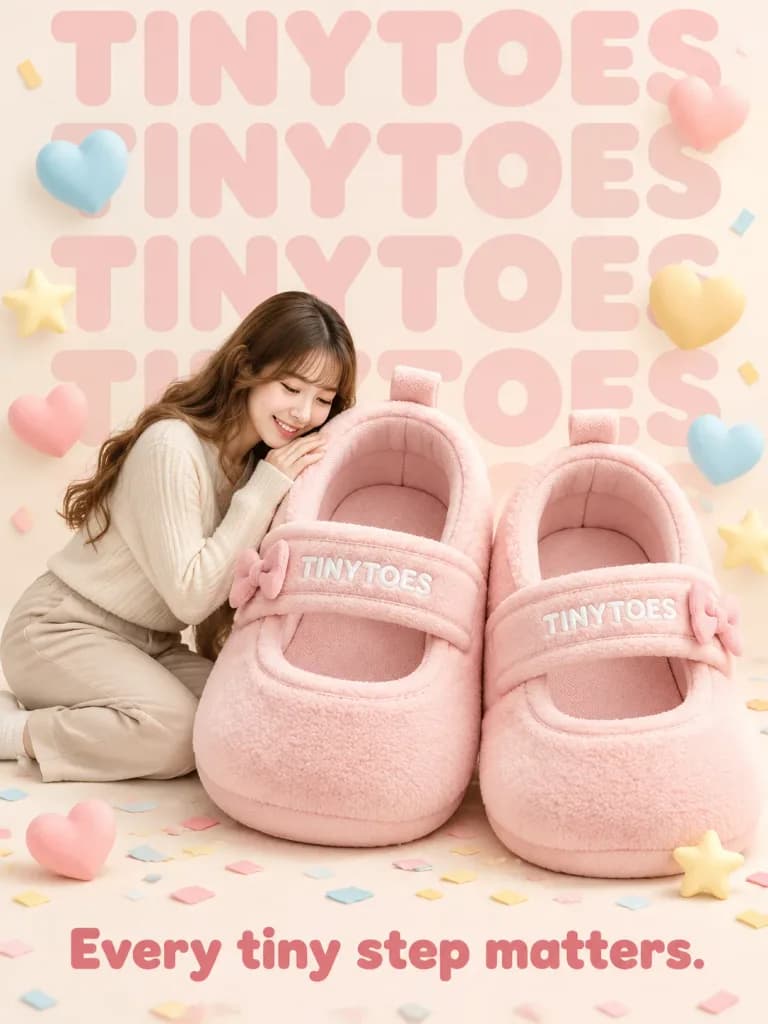 Giant Plush Baby Shoes Advertisement Poster