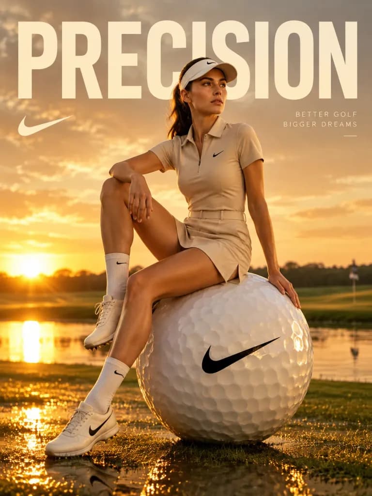 Campagna Moda Golf di Lusso nella Golden Hour