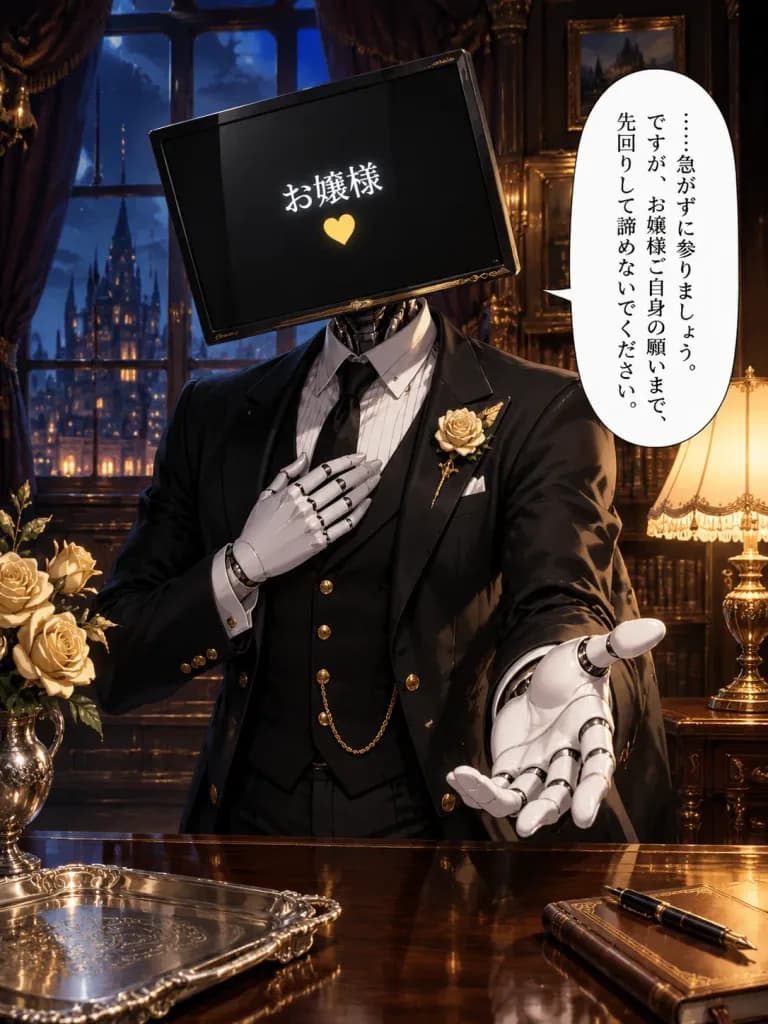 Cybernetic Butler in Victorian Study