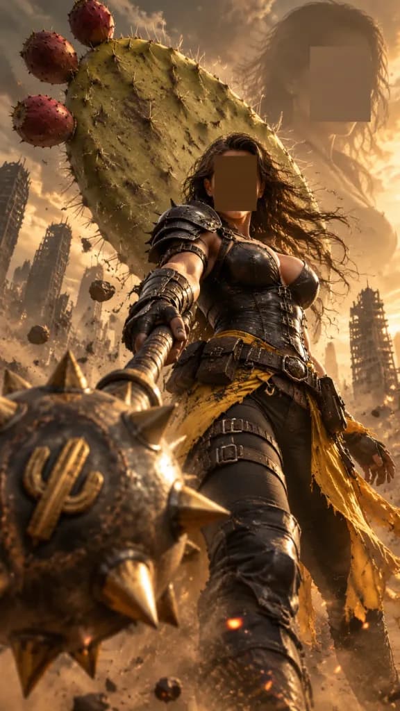 Post-Apocalyptic Warrior with Spiked Mace