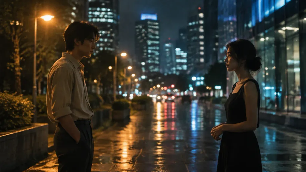 Cinematic Night Street Indie Film Still