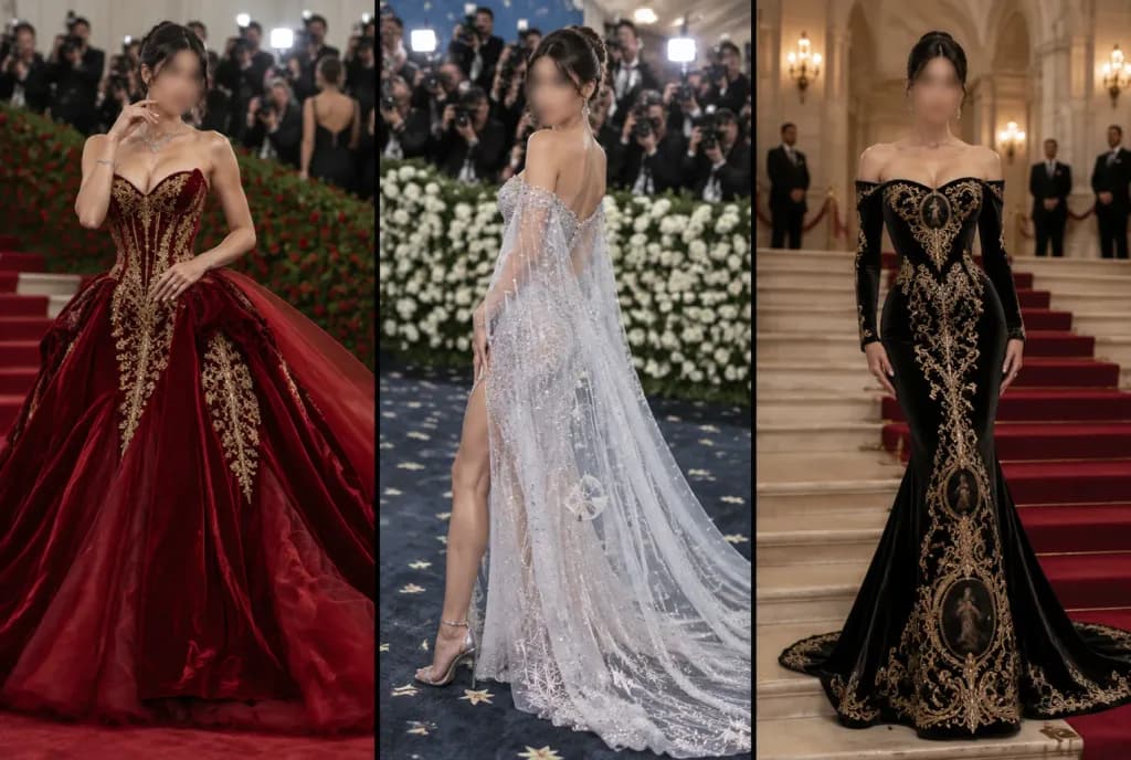 Met Gala Renaissance Velvet Couture Triptych