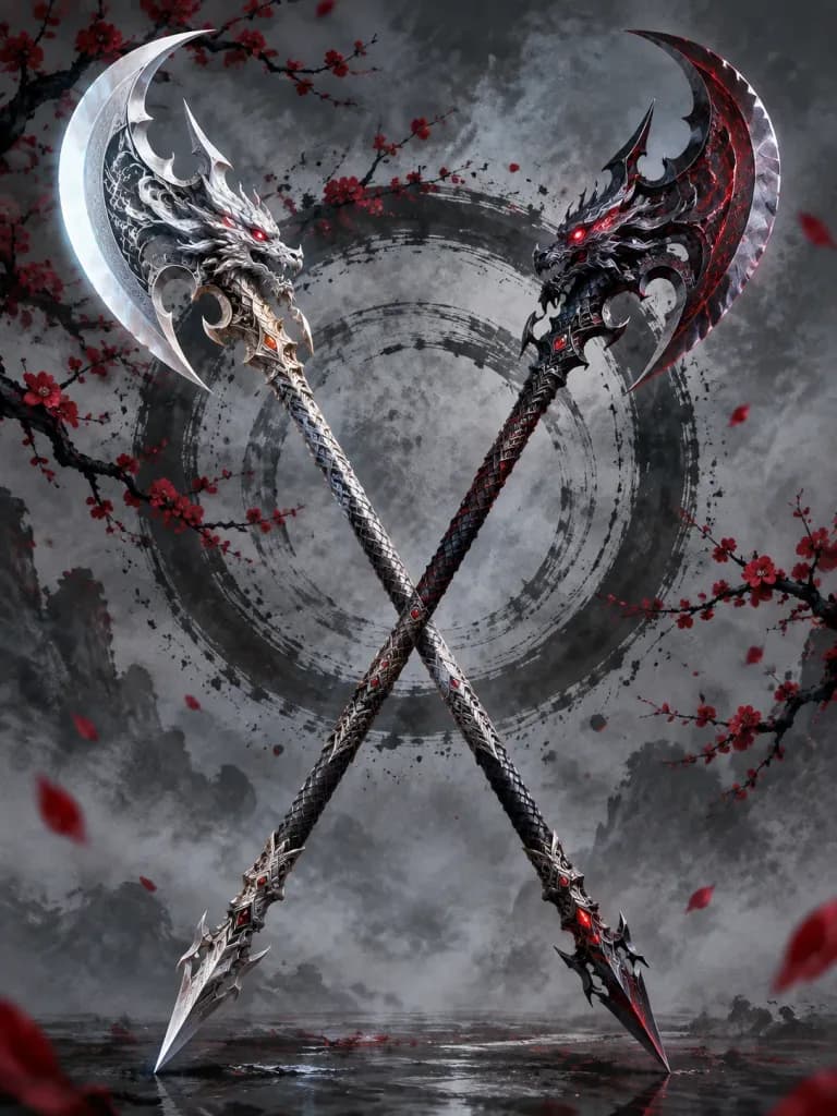 Crossed Dragon Halberds Concept Art