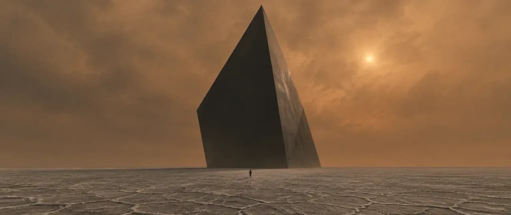 Colossal Monolith on Barren Salt Plain