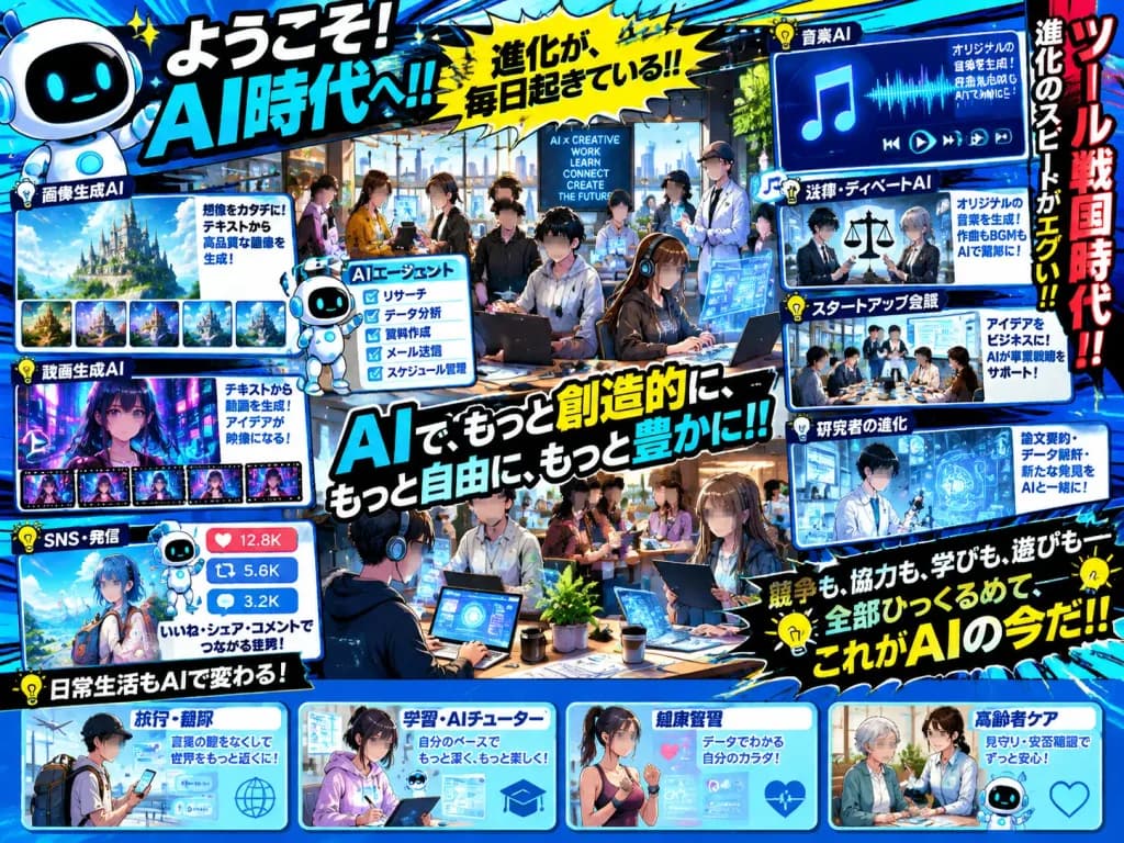高密度アニメ風AI時代プロモーションポスター