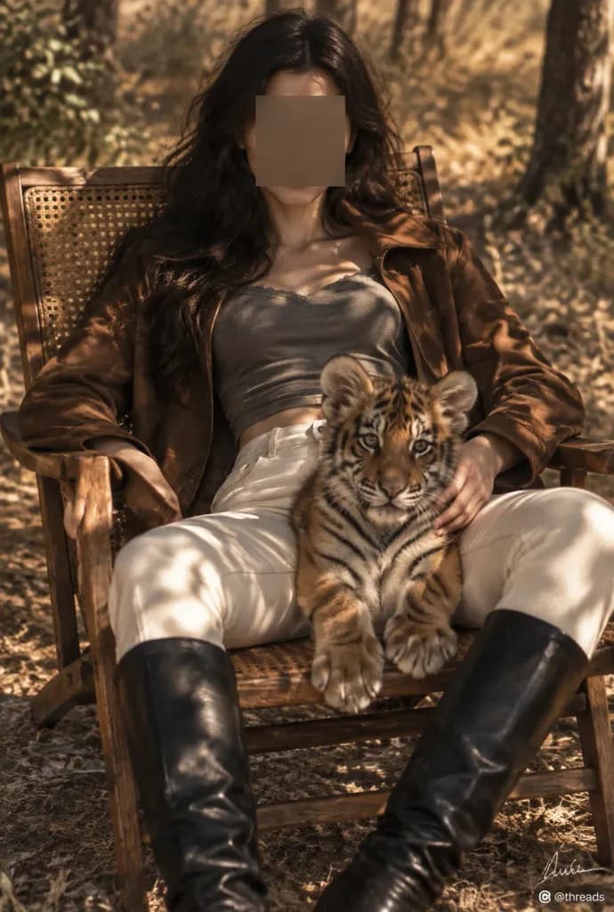Editorial Safari Portrait with Tiger Cub