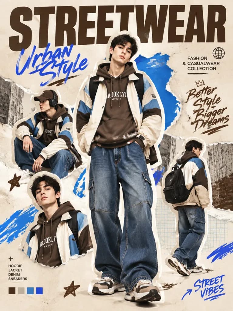 アーバンストリートウェアファッションコラージュポスター