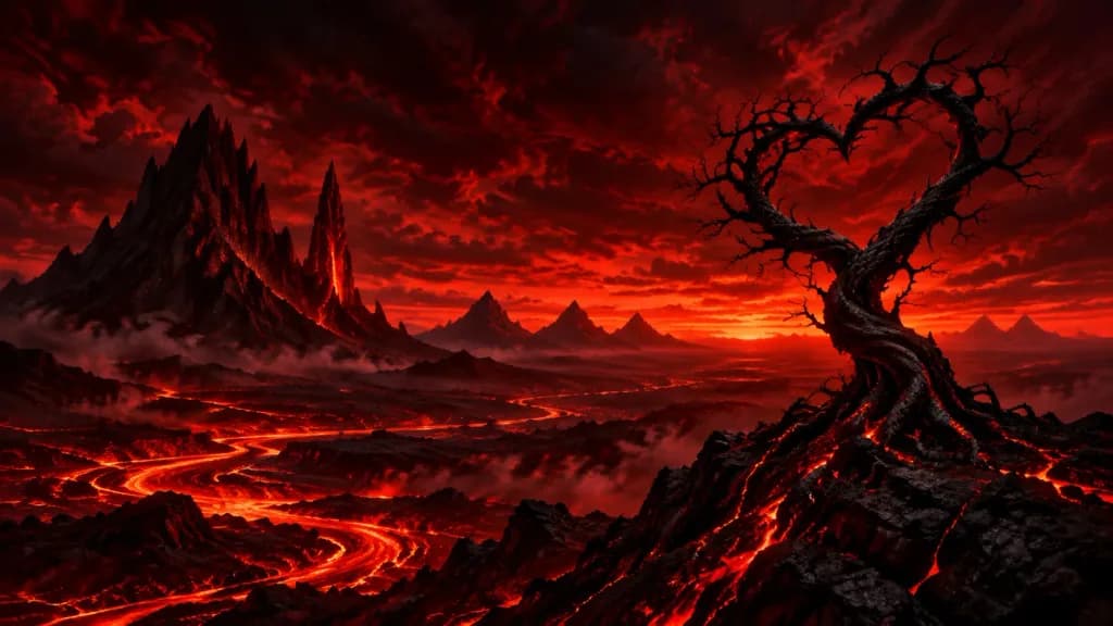 Heart Shaped Tree in Volcanic Wasteland