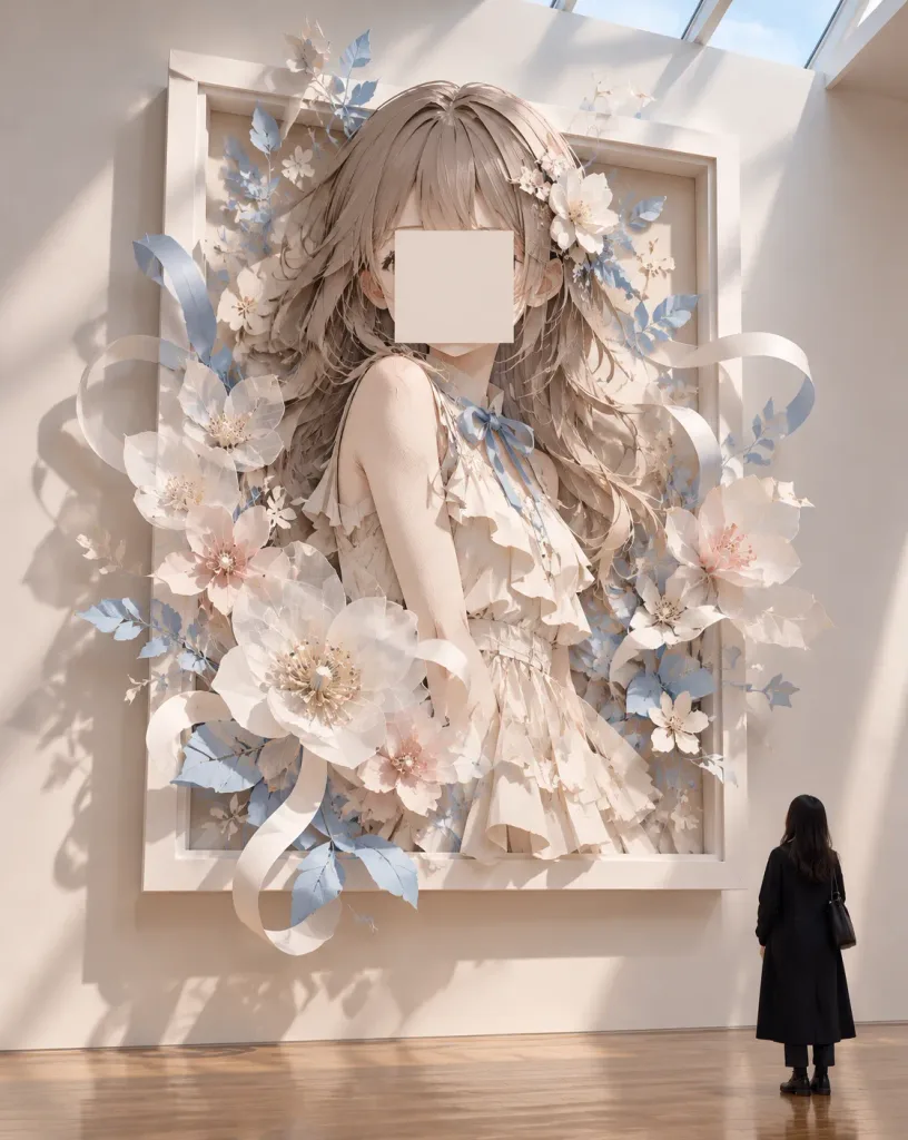 Museum Papercraft Anime Portrait Installation