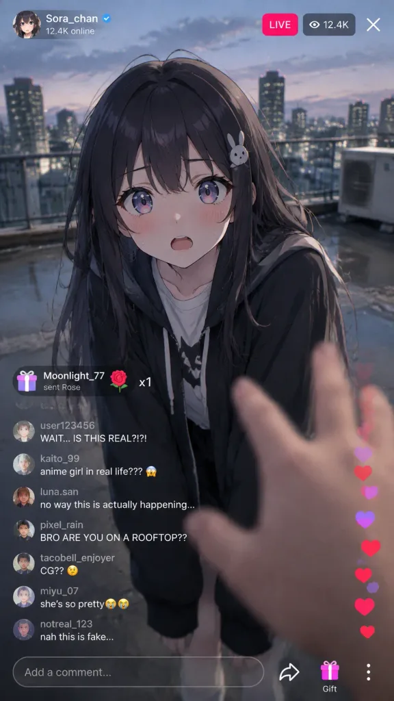 Anime Character in Real-World Livestream