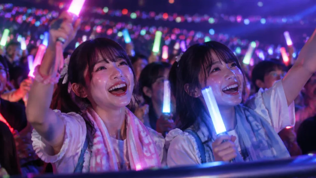 아이돌 콘서트 관객과 응원봉